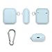 Airpods Case, GMYLE Silicone Protective Shockproof Airpods Earbuds Case Cover Skin with Keychain, Women Girls Cute, Compatible for Apple AirPods 2 & 1 - Light Aqua Blue [Front LED Visible]
