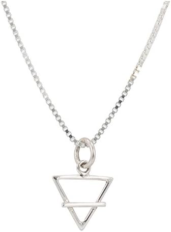 Small Earth Element Necklace in Sterling Silver on an 16 Inch Box Chain, #6196-ss-earth