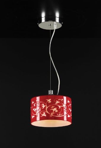PLC Lighting 81821 RED 1 Light Tuxedo Collection Mini Pendant, Polished Chrome Finish