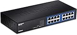 TRENDnet 16-Port Unmanaged Gigabit GREENnet Desktop Metal Switch, TEG-S16DG, Ethernet Splitter, Ethernet/Network Switch, 16 x 10/100/1000 RJ-45 Ports, 32 Gbps Forwarding Capacity, Lifetime Protection,Black