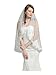 BEAUTELICATE Wedding Bridal Veil with Comb 1 Tier Eyelash Lace Trim Applique Edge Fingertip Length 37