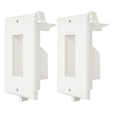 Recessed Wall Plate WI1009-2 2 Pack Decotive Wall Plate with Fly Mounting Wings Bottom Opening for Low Voltage Cable Pass Through
