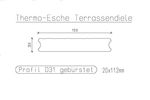 Muster Terrassendielen Thermoholz Esche Sichtseite gebürstet, 20 x 112 mm (8,90 € / lfm) – Bild 5