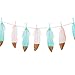 Ling's moment 10FT Feather Garland Rose Gold Glitter Dipped Light Pink and Blue Feather Banner for Boho Wedding/Party/Baby Shower/Nursery Decor, Teepee Decorations