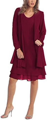 Chiffon Plus Size Mother of The Bride Dresses with Jacket Knee Length