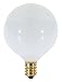 KOR (Pack of 10) G16.5 White Finsh Decorative (E12) Candelabra Base Globe Shape Incandescent 120V G16 1/2 Light Bulbs (25)