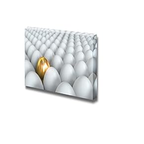 Canvas Prints Wall Art - Golden Egg Among Normal Eggs Concept of Being Outstanding/Different | Modern Wall Decor/Home Decoration Stretched Gallery Canvas Wrap Giclee Print & Ready to Hang - 12" x 18"