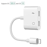 Dual Lighting Adapter for Phone Xs/XS Max/XR / X / 8/8 Plus / 7/7 Plus / 6 / 6s, Worice Lighting to Double Lighting Headphone Audio + Charge Splitter for iOS 12 - Support Micro and Volume Control