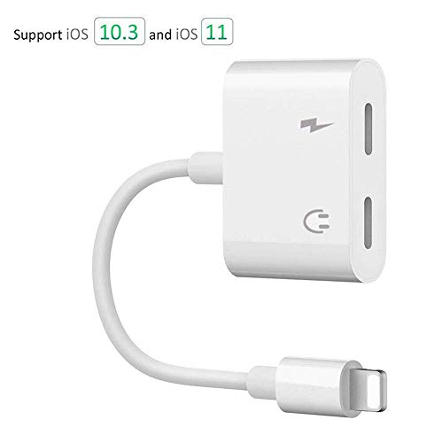 Dual Lighting Adapter for Phone Xs/XS Max/XR / X / 8/8 Plus / 7/7 Plus / 6 / 6s, Worice Lighting to Double Lighting Headphone Audio + Charge Splitter for iOS 12 - Support Micro and Volume Control