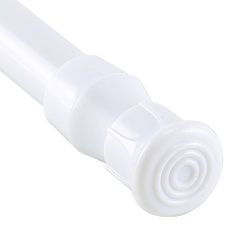 INNKER 4PCS Extendable Spring Tension Curtain Rods Closet Door Window Bath Telescopic Adjustable White Rail Poles, Extension Range 15.7- 27.5in