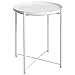 HollyHOME Round Metal Side Table, Outdoor Small Folding Accent Stand with Removable Tray, 17.72'' Portable End Table for Balconies, Gardens, Living Rooms and Bedrooms, White