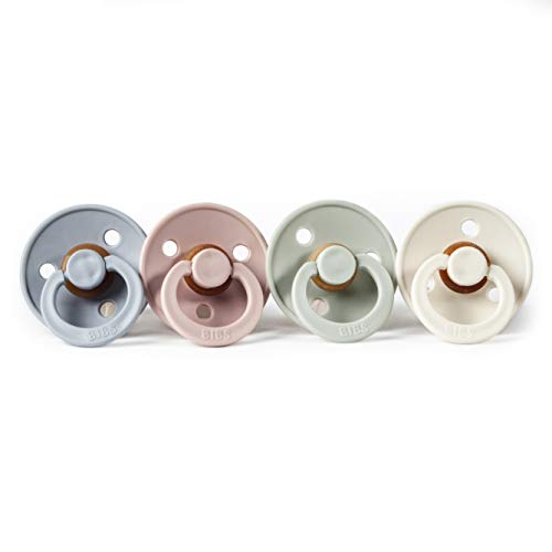 BIBS BPA-Free Natural Rubber Baby Pacifier | Made in Denmark (Cloud/Blush/Sage/Ivory, 0-6 Months) 4-Pack