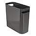InterDesign Una Rectangular Trash Can with Handles, Waste Basket Garbage Can for Bathroom, Bedroom, Home Office, Dorm, College, 10-Inch, Charcoal Gray