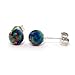 Aurora: 6mm Black Created Opal Ball Stud Post Earrings, Solid 925 Sterling Silver