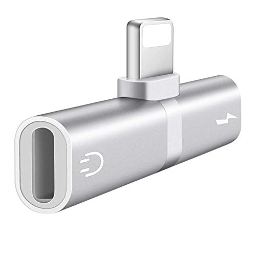 TOOGOO 2 in 1 Dual Splitter for iPhone 8/8 Plus/X(10)/7/7 Plus/Xs/Xs Max/Xr Earphone Audio Cable and Charger Accessories,Headphone Music Dongle Phone Call Adapter,Shell White
