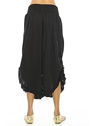 Pantalones de pierna ancha para dama, cintura elástica profunda