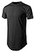 JC DISTRO Hipster Hip Hop Basic Crewneck Black Longline Tshirts w/Side Zipper X-Large