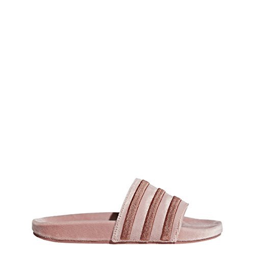 pink velvet adidas slides