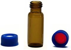 COLPAK 2ml Amber Glass vial, 1st Hydrol Class, Wide Opening,PP Blue Short Screw Thread Cap, 6mm Center Hole Silicone White / PTFE Red with Pre-Slit(Pack of 1000)