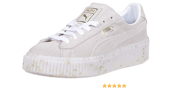 puma suede platform white gold