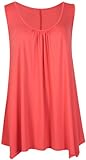 PurpleHanger Women's Scoop Neck Long Vest Tee Top Plus Size