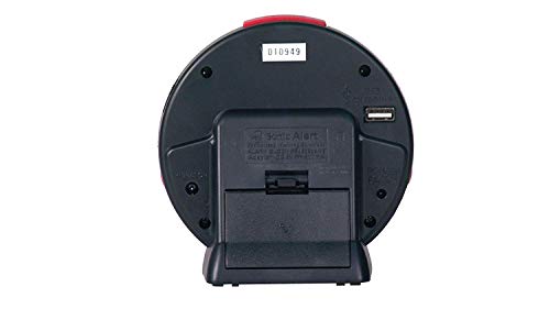 Sonic Alert Cool Alarm Clock, Bomb Jr Digital Home Bedside Small Loud Alarm Clock, Black