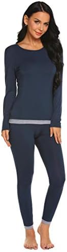 Langle Thermal Underwear Set Womens Round Neck Pjs Slimming Long Johns Top & Bottom S-XXL
