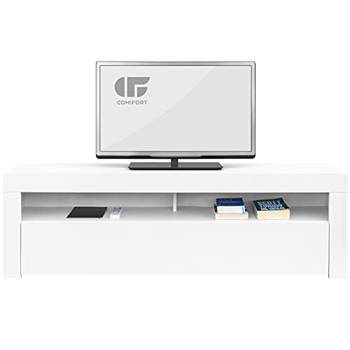 Comifort-AP84B–Mueble-TV-Salon-Moderno-Mesa-Television-Colores-Blanco-BlancoRoble-Roble-Medidas-160x35x50-Cm