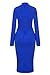 Womens Business Dress One Piece Suit Long Sleeve Tie Neck Peplum Top Bodycon Skirt Office Ladies Navy XL