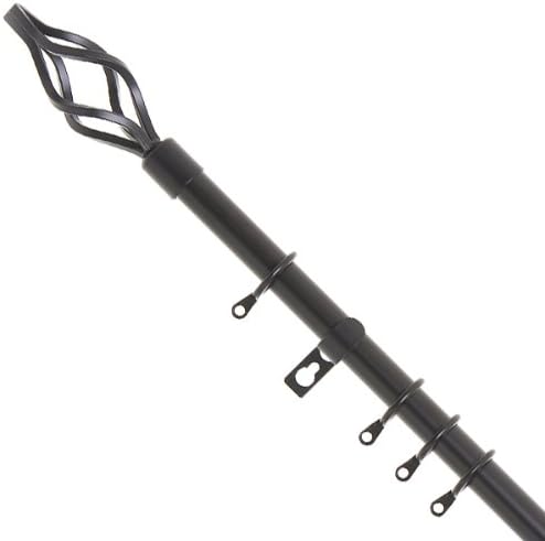 Harrison Drape Durham 16 - 19mm Metal Telescopic Extendable Curtain Pole Set, Black, 210 - 360cm