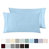 California Design Den 400 Thread Count 100% Cotton Pillowcase Set of 2, Long - Staple Combed Pure Natural Cotton Pillowcase, Soft & Silky Sateen Weave (Standard, Blue)