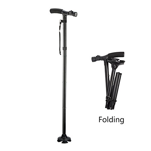 Segawoot Folding Canes with LED Light and Sponge Handle for Men and Women Adjustable Lightweight Walking Sticks with Wrist Strap
