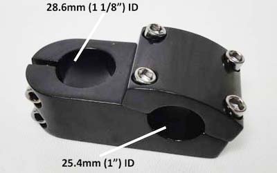 Threadless Stem for 1″ Handlebar X 1 1/8″ Steering Tube Black