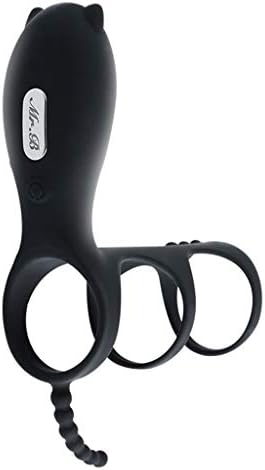 CoralStore Vîbrâtiňg P`ênís R-îng Dual C~ō'ck R-îng Full Silicone G-Spót Víbrátór Adùlt Six Tóys Delay Spray Erection R-îng for Men or Couple