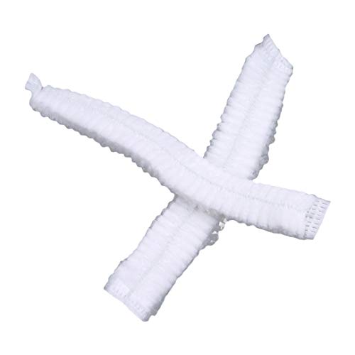 lehao 100 Pcs Disposable Strip Caps Universal Dust Strip Caps Hair Net Service Food Baking Makeup Hat,White - Thumbnail 6