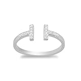 Sterling Silver CZ Double Bar Ring