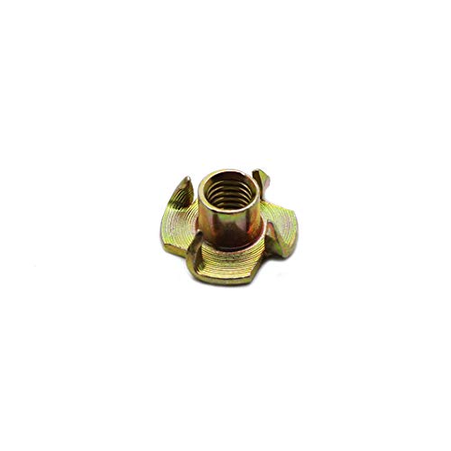 Yoohey 100pcs 1/4"-20 Inch T Nuts, Pronged Tee Nut for Cabinetry, Rock Climbing Walls, Woodworking (1/4"-20 x 5/16")