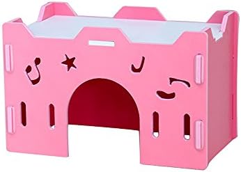 Wildforlife Hedgehog Guinea Pig Small Animal Bottomless DIY Wooden Hideaway (Pink)