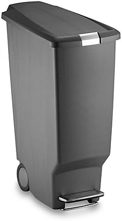 Slim Plastic 40-Liter Step-On Trash Can in Grey