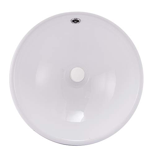 VCCUCINE Modern 16" Bathroom Porcelain White Round Ceramic Vessel Sink, Countertop Sink for Lavatory Vanity Cabinet