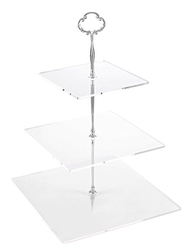 image for Jusalpha 3 Tier Strong Acrylic Square Cupcake Stand, Dessert Display T
