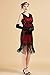 BABEYOND Women's Flapper Dresses 1920s V Neck Beaded Fringed Great Gatsby Dress (Red, XL (Fits 31.5