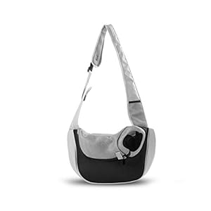 PETCUTE Bolso para Mascotas,Transportín para Perros con Correa Ajustable para el Hombro,Bolsa Cachorros Pequeños Perros Gatos,Bolso de Hombro para Gatos Perros para Caminar al Aire Libre,Negro,L