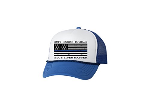 Rogue River Tactical Blue Lives Matter Thin Blue Line Trucker Hat Baseball Cap Support Police Officers (Blue)
