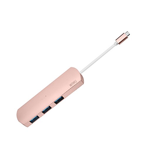 Type C USB Adapter,Dream Wings USB Type C Convertor Cable Type C 3 in 1 HUB with 3 USB 3.0 Ports for Apple New MacBook 12 inch/2016,2017 MacBook Pro 13 inch 15 inch (Rose Gold)