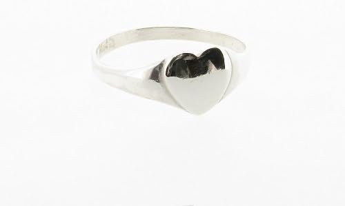 925 Sterling Silver Children's and Baby Heart Signet Ring Size B - Made in England