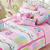 Cozy Line Pink Owl 2 Pcs Quilt Set for Kids/Girls Bedding (Owl, Twin - 2 Piece) (Owl, Twin - 2 Piece)
