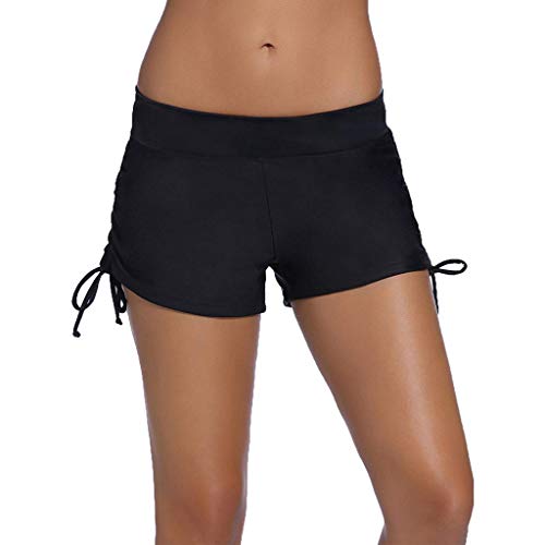 CHAELAKES Womens Swimsuits Shorts Ladies Casual Tankini Swim Briefs Plus Size Bottom Boardshort Bandage Pants Black