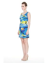 Plam Wave Hawaiian Luau Tank Dress de la mujer en Sunset Blue Print