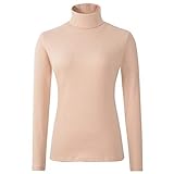 HieasyFit Women’s Soft Cotton Turtleneck Top Basic Pullover Sweater